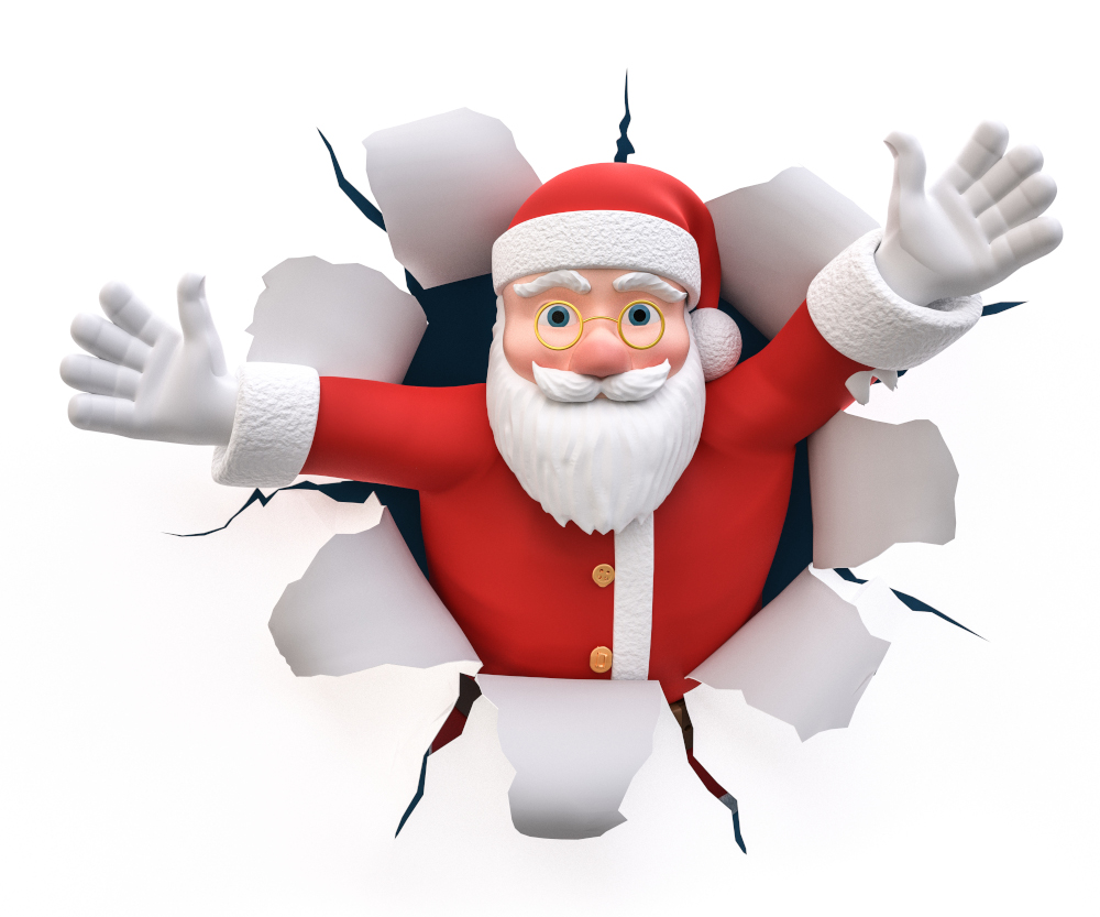 3D Illustration Weihnachtsmann Willkommen