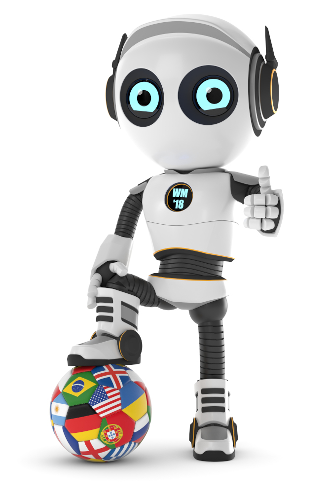 3d Roboter mit WM Fußball